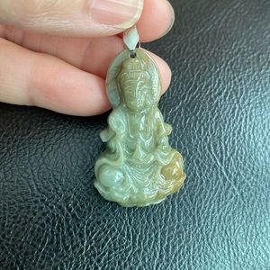 NEW Kwan Yin Quan Yin Carved Buddha Natural Real Religious Jade Pendant